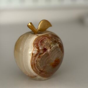 Honey Onyx Apple Elegant Figurine with Gold Accents Home Decor Heavy Weight